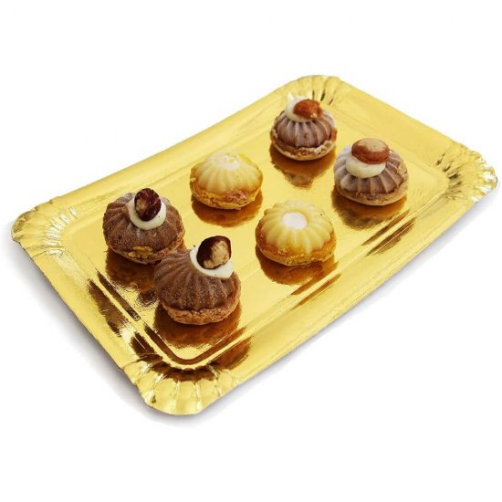 Tavite OTI, 28x20 cm, 50 Buc/Set, Carton Auriu, Tavite Unica Folosinta, Tavite de Carton Auriu, Tavite din Carton, Tavite de Carton Patiserii, Tavite Catering, Tavite Aurii pentru Prajituri, Suporturi Carton pentru Parjituri, Platouri Cofetarie