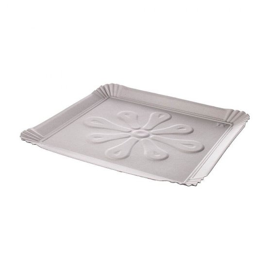 Tavite OTI T11, 23x24.5 cm, 100 Buc/Set, Carton Alb Duplex 300 g/m², Tavite Unica Folosinta, Tavite de Carton, Tavite din Carton, Tavite de Carton Patiserii, Tavite Catering, Tavite Prajituri, Suporturi Carton pentru Parjituri, Platouri Cofetarie
