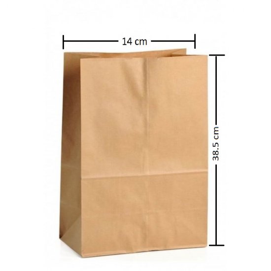 Pungi din Hartie, 3 Kg, 14x4.5x38.5 cm, 550 Buc/Bax, Natur, Pungi de Hartie, Pungi Hartie Natur, Pungi din Hartie pentru Panificatie, Pungi din Hartie Catering, Pungi din Hartie pentru Patiserii, Ambalaje din Hartie