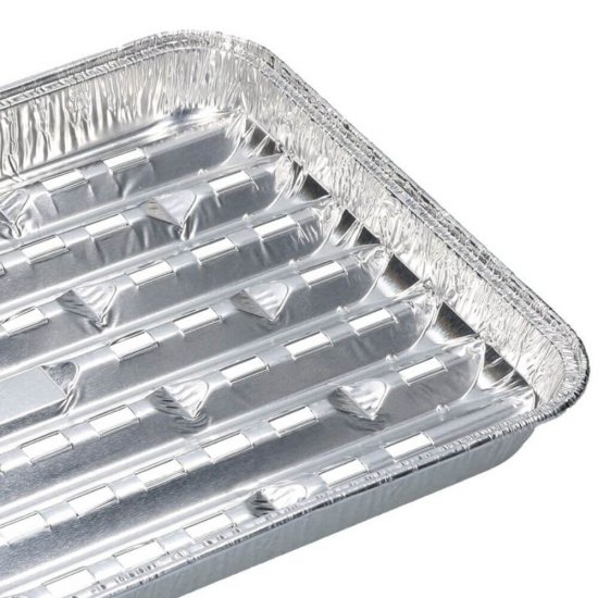 Tavite Aluminiu, 2 Buc/Set, 345x230x27 mm, pentru Grill, Dreptunghiulare, Tavi Gril cu Orificii, Tavi Unica Folosinta Grill, Tavite Aluminiu pentru Grill, Tavite Aluminiu pentru Gratar, Gratare Aluminiu, Tavi Aluminiu Prajire, Vesela Unica Folosinta