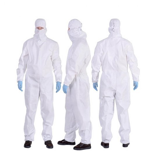 Combinezon Reutilizabil, Marime XL, Polipropilena, Culoare Alba, Combinezoane Reutilizabile, Combinezon de Protectie, Combinezon cu Inchidere Tip Arici, Combinezoane cu Elastic, Echipament de Protectie, Costum  de Protectie