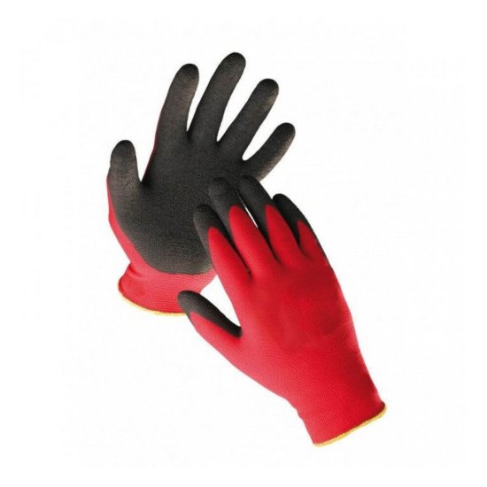 Manusi Protectie Fred M14, 10/XL, Poliester si Latex cu Textura Ridicata, Rosu/Negru, Manusi de Protectie Cauciucate, Manusi de Protectie Mari, Manusi de Protectie Poliester si Latex, Manusi de Protectie cu Palma si Degete Impregnate in Latex