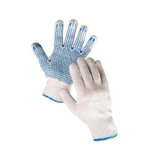 Manusi Protectie Perry M9, 10/XL, Bumbac si Poliester, Alb/Albastru, Manusi Protectie XL, Manusi Protectie Mari, Manusi Protectie Bumbac si Poliester, Manusi Bumbac si Polistiren, Manusi Protectie cu Puncte Antiderapante