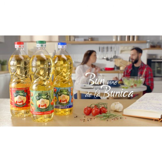 Ulei de Floarea Soarelui Bunica Untdelemn, 1L, 6 Buc/Bax, Ulei Bunica, Ulei Rafinat, Ulei pentru Gatit, Ulei de Calitate, Ulei de Floarea Soarelui de Calitate, Ulei de Floarea Soarelui Natural