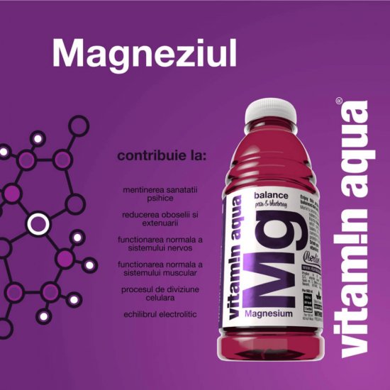 Bautura Racoritoare Merlin's Vitamin Aqua Mg Balance, 0.6 l, Pere si Afine, Apa cu Vitamine, Apa cu Vitamine si Minerale, Bautura cu Adaos de Vitamine, Bautura cu Adaos de Minerale, Bautura Racoritoare Merlin 