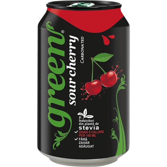 Bax 6 Buc Bautura Racoritoare Green Cola Sour Cherry, 330ml, Bautura Racoritoare, Suc, Suc Cola, Suc Green Cola, Bautura Green Cola, Bautura Racoritoare Cola, Bautura Racoritoare la Doza, Suc la Doza, Green Cola la Doza, Green Cola fara Zahar