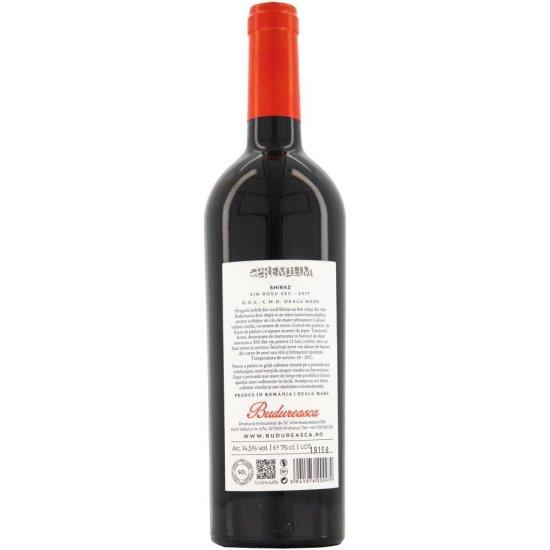 Vin Rosu Sec, Budureasca Premium, Shiraz, 0.75 L, Vin Rosu Sec, Budureasca Premium Shiraz, Bauturi Alcoolice, Vin Rosu Budureasca, Vin Rosu Alcool 14%