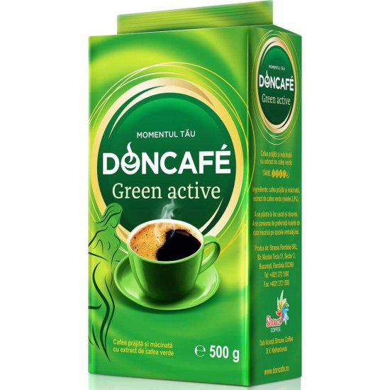 Cafea Macinata Doncafe Green Active, 500 g, Extract de Cafea Verde, Doncafe Green Active Cafea Macinata, Cafea Macinata cu Antioxidanti Naturali Doncafe Green Active, Cafea Macinata Doncafe, Cafele Macinate Doncafe Green Active