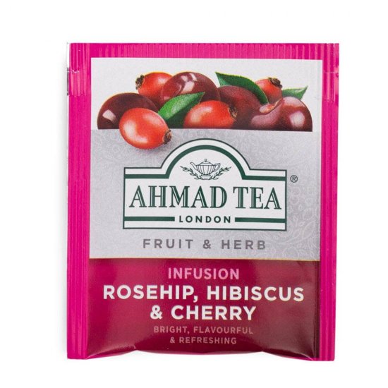 Ceai Macese Cirese si Trandafir Japonez Ahmad, 20 Plicuri/Cutie, Ceai Rosehip Cherry si Hibiscus, Ceai Plicuri, Ceai Macese Plic, Ceai Cirese Plic, Ceai Natural Plante, Ceai Trandafir Japonez, Ceai Macese Cirese si Trandafir Japonez la Plic
