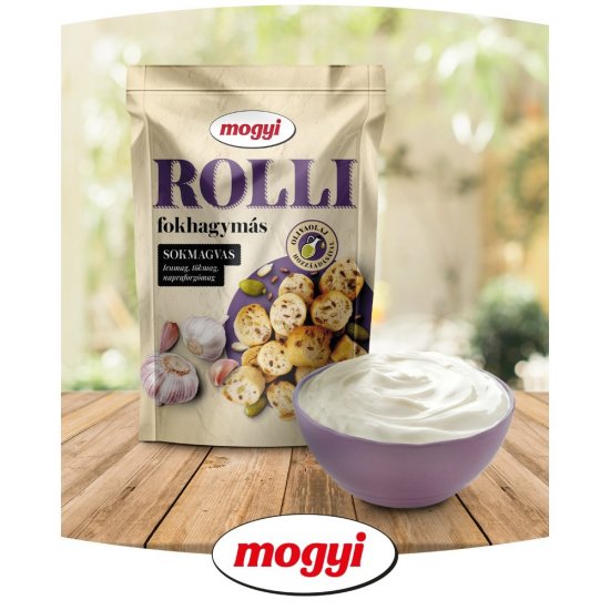 Crutoane cu Aroma de Usturoi Rolli Mogyi, 90 g, Crutoane Rolli, Curtoane Mogyi, Rondele Usturoi, Crutoane Usturoi, Crutoane cu Aroma de Usturoi, Crutoane Coapte, Crutoane cu Seminte, Rondele Coapte, Rondele cu Usturoi