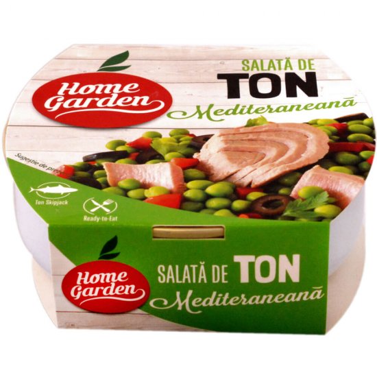 Salata de Ton Mediteraneana, Home Garden, 160 g, Salata Home Garden, Salata de Legume cu Ton de la Home Garden, Ton cu Legume Home Garden, Salata Mediteraneana Home Garden cu Ton, Ton cu Legume