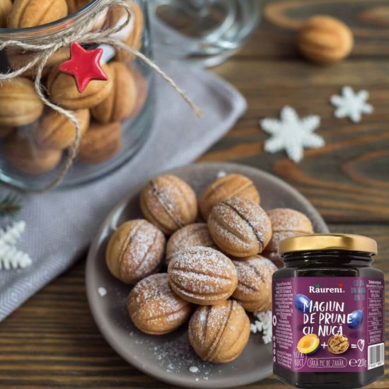 Magiun de Prune si Nuca Raureni, 220 g, Raureni Magiun de Prune si Nuci, Borcan cu Magiun de Prune si Nuca, Magiun de Prune si Nuci la Borcan, Magiun de Prune fara Zahar Raureni, Magiunuri de Prune fara Zahar