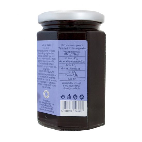 Gem de Prune Raureni, 370 g, Gem Prune, Gem din Prune, Gem Raureni, Gem Raureni de Prune, Prune Gem, Borcan de Gem Prune, Borcan Gem de Prune
