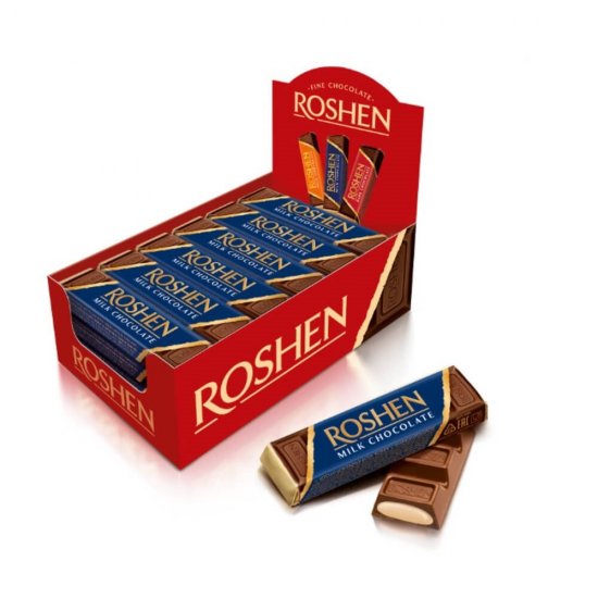 Baton de Ciocolata cu Umplutura de Lapte, Roshen, 43 g,  Baton Roshen de Ciocolata, Baton cu Umplutura, Gama Roshen, Baton de Ciocolata cu Lapte