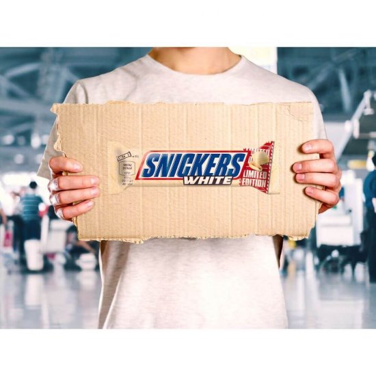 Baton Snickers White Standard, 49g, Baton Snickers Alb, Baton de Ciocolata Snickers White, Baton de Ciocolata Alba cu Alune, Baton de Ciocolata Snickers White, Baton de Ciocolata cu Nuga, Baton Ciocolata Alba, Baton cu Caramel, Baton cu Alune