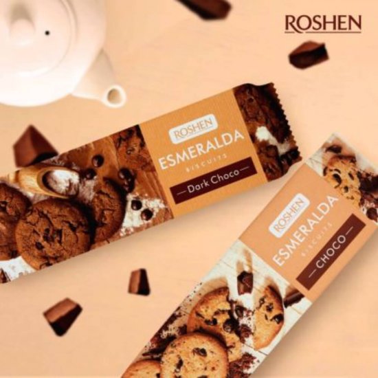 Biscuiti cu Ciocolata, Roshen Esmeralda, 170 g, Pachet de Biscuiti cu Ciocolata, Pachet de Biscuiti cu Ciocolata,  Biscuiti cu Bucati de Ciocolata, Biscuiti cu Fulgi de Ciocolata, Cookies cu Ciocolata