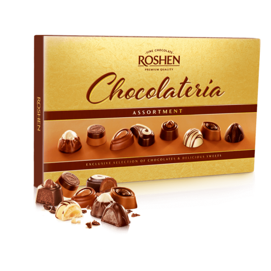 Praline de Ciocolata Asortate Roshen Chocolateria, 194 g, Praline Roshen Ciocolata, Cutie Praline Ciocolata, Roshen Chocolateria Praline Ciocolata, Bomboane Ciocolata, Cutie Bomboane Ciocolata