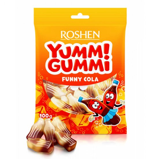 Jeleuri Roshen Yummi Gummi Funny Cola, 100g, Gust de Cola, Jeleuri, Jeleuri Cola, Mix de Jeleuri, Jeleuri cu Cola, Jeleuri din Cola, Jeleuri Aroma Cola, Jeleuri Aroma Cola Roshen, Bomboane Jeleu, Boamboane Jeleu Roshen, Bomboane Jeleu cu Cola