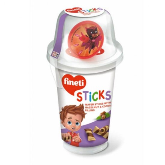 Napolitane cu Crema de Ciocolata Fineti Sticks Kids, 45 g, 8 Buc/Cutie, Fineti Sticks, Sticks-uri Fineti cu Crema de Ciocolata, Napolitane Fineti Sticks, Napolitane Fineti Sticks cu Umplutura de Ciocolata, Mini Sticksuri din Napolitane Fineti Kids