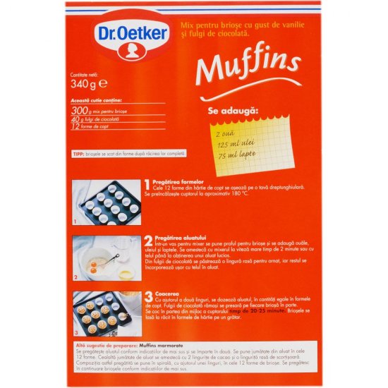 Mix pentru Briose cu Vanilie Dr. Oetker, 340 g, Mix Briose, Briose Dr. Oetker, Mix de Briose cu Vanilie, Mix Briose Dr. Oetker, Briose cu Vanilie, Briose