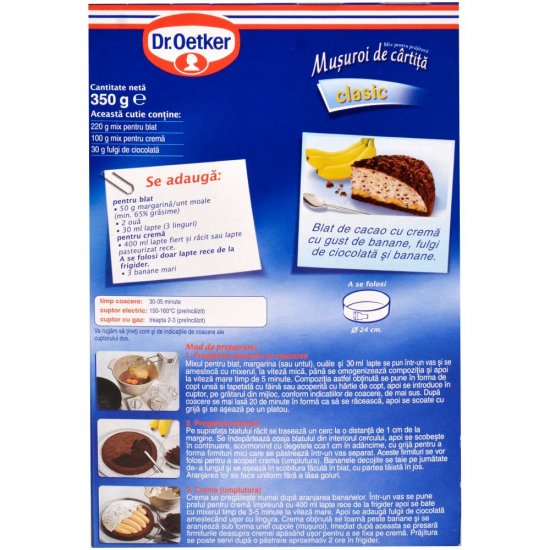 Mix pentru Prajitura Musuroi de Cartita, Clasic, Dr. Oetker, 350 g, Prajitura Musuroi de Cartita, Prajitura Dr. Oetker, Prajitura Musuroi, Musuroi de Cartita Preparare Rapida