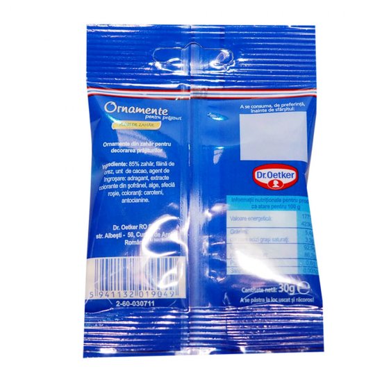Ornamente Colorate pentru Prajituri DR. OETKER, 30 g, Flori de  Zahar, Ornamente de Zahar, Ornamente pentru Deserturi, Flori de Zahar pentru Prajituri, Ornamente pentru Dulciuri, Ornamente pentru Decor Deserturi, Flori Colorate pentru Deserturi