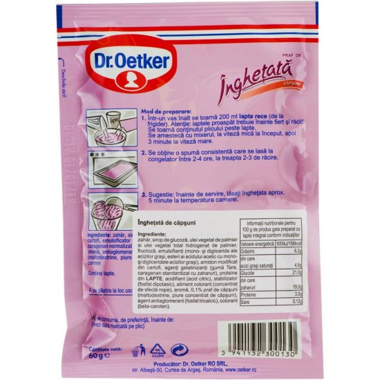 Praf de Inghetata cu Gust de Capsuni Dr. Oetker, 60 g, Praf pentru Inghetata, Praf Inghetata Capsuni, Praf Inghetata Dr. Oetker, Praf de Inghetata Capsuni