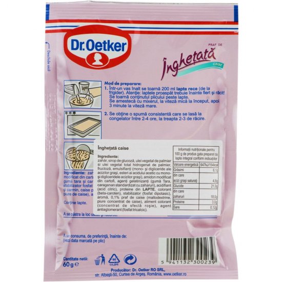 Praf de Inghetata cu Gust de Caise Dr. Oetker, 60 g, Praf pentru Inghetata, Praf Inghetata Caise, Praf Inghetata Dr. Oetker, Praf de Inghetata Caise
