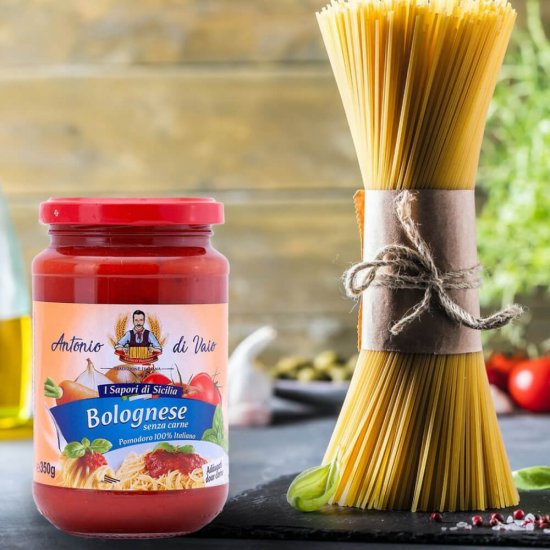 Sos pentru Paste Antonio Di Vaio Bolognese, 350g, Sos Paste, Sos Bolognese, Sos pentru Paste, Sos Paste Antonio Di Vaio, Sos Bolognese pentru Paste, Sos Paste Fara Carne, Sos Paste Tomate, Sos Pentru Paste Gata Preparat