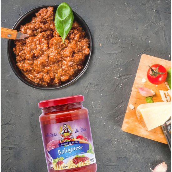 Sos pentru Paste Antonio Di Vaio Bolognese cu Carne, 350g, Sos Paste, Sos Bolognese, Sos pentru Paste, Sos Paste Antonio Di Vaio, Sos Bolognese pentru Paste, Sos Paste cu Carne, Sos Paste Tomate, Sos Pentru Paste Gata Preparat