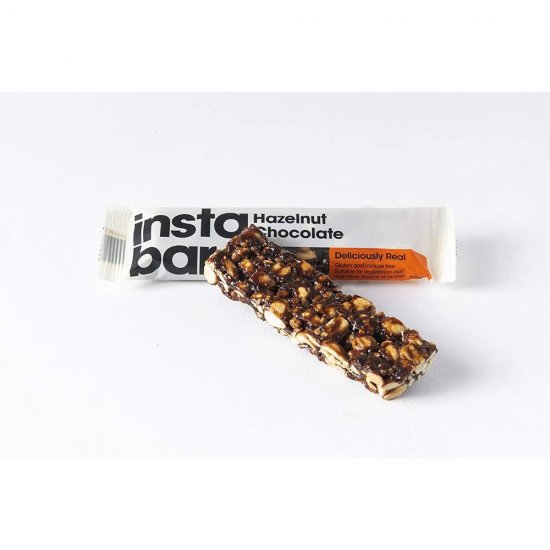Baton cu Alune de Padure si Ciocolata Instabar Hazelnut Chocolate, 35 g, Batoane cu Alune de Padure si Ciocolata, Batoane Alune, Baton Ciocolata, Baton Alune si Ciocolata, Baton Alune Ciocolata, Baton Organic, Batoane Vegetarian