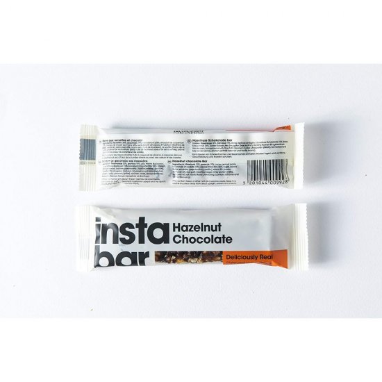 Baton cu Alune de Padure si Ciocolata Instabar Hazelnut Chocolate, 35 g, Batoane cu Alune de Padure si Ciocolata, Batoane Alune, Baton Ciocolata, Baton Alune si Ciocolata, Baton Alune Ciocolata, Baton Organic, Batoane Vegetarian