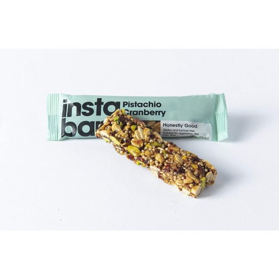 Baton cu Fistic si Merisoare Instabar Pistachio Cranberry, 35 g, Batoane cu Fistic si Merisoare, Batoane cu Fistic, Baton cu Fistic, Baton cu Merisoare, Baton Merisoare Fistic, Baton Organic, Baton Vegetarian, Batoane Vegetariene, Batoane Fara Gluten