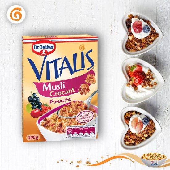 Musli Crocant cu Fructe Dr. Oetker Vitalis, 300 g, Musli cu Fructe, Musli Vitalis Dr. Oetker, Cereale Dr. Oetker, Cereale Vitalis, Cereale cu Fructe, Cereale Crocante cu Fructe, Cereale Dr. Oetker, Musli Mic Dejun, Cereale Mic Dejun