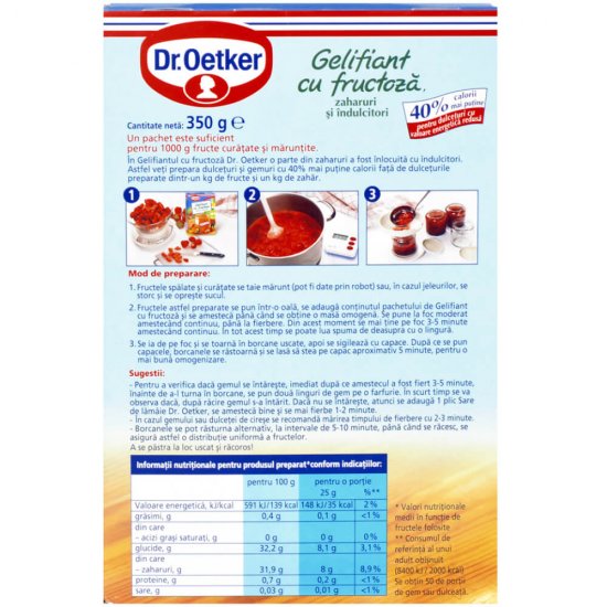 Gelifiant cu Fructoza Dr.Oetker, 350g, Gelifiant, Gelifiant fara Zahar, Gelifiant Fructoza, Gelificant Dulceturi cu Fructoza, Gelifiant pentru Dulceata, Gelifiant pentru Jeleuri, Gelifiant Dr.Oetker, Gelifiant Dulceturi, Gelifiant Fructe