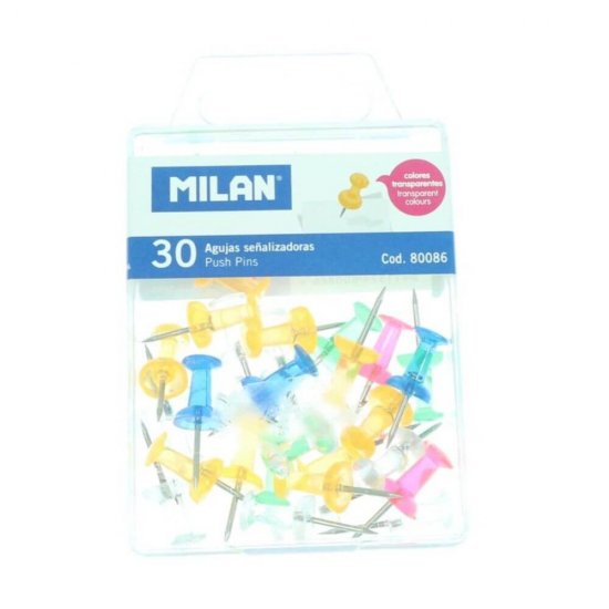 Pioneze Milan pentru Panou Pluta, 30 Buc/Cutie, 10 Cutii/Set, Diferite Culori Transparente, Pioneza Cap Plastic Transparet, Piuneza Colorata Transparenta, Piuneze Panouri Pluta, Pioneze pentru Afisiere, Pioneza pentru Afisier, Pioneze Panou Textil