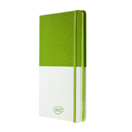 Agenda Dictando Nedatata DACO, 160 File, 14.2x21 cm, Format A5, 70 g/m², Imitatie de Piele/Textil, Alb/Verde, Agenda Nedatata, Agende Birou cu 160 de Foi, Agenda Office cu 160 File, Agende Office de Birou cu 160 File, Agenda Simpla de Birou