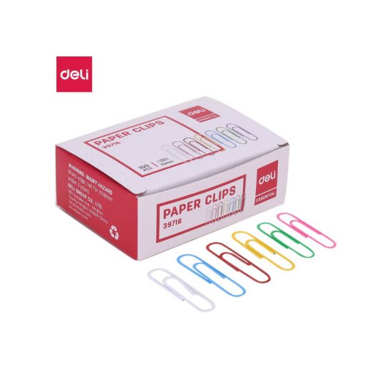 Cutie 100 Agrafe de Birou DELI Essential, Colorate, 33 mm, Agrafe pentru Hartie, Agrafe Hartie, Agrafe pentru Documente, Agrafe pentru Foi de Hartie, Agrafe Coli de Hartie, Agrafe de Birou, Agrafe Birou pentru Hartie, Agrafe Hartie pentru Birou