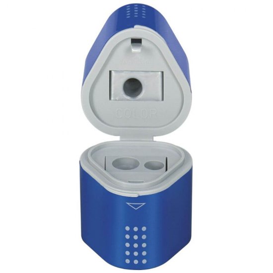 Ascutitoare Tripla cu Container Faber-Castell Grip 2001, Albastra, Ascutitori, Faber-Castell Ascutitori, Faber-Castell Grip 2001 Ascutitoare Creioane, Ascutitori Plastic pentru Scoala, Ascutitori Scoala, Ascutitori Creioane, Ascutitoare de Birou