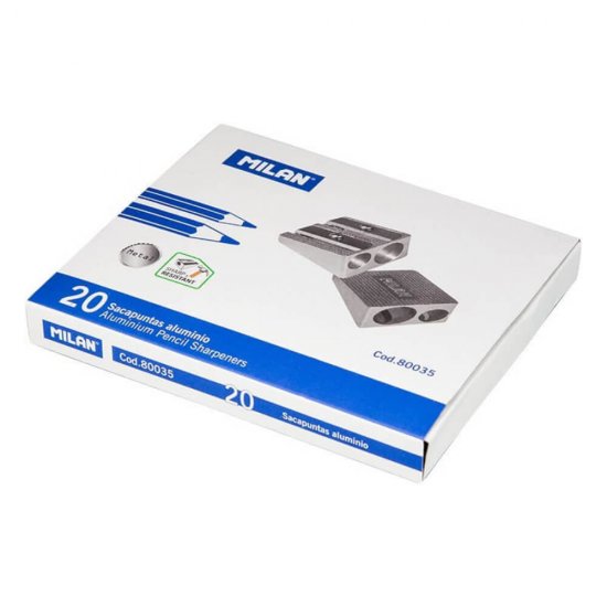 Set 20 Ascutitori Duble Milan, Metal, Ascutitoare pentru Creioane, Ascutitoare Dubla, Ascutitoare Milan, Ascutitoare Dubla din Metal, Set 20 Ascutitori Duble, Ascutitori Metalice Duble, Ascutitoare Metalica Dubla
