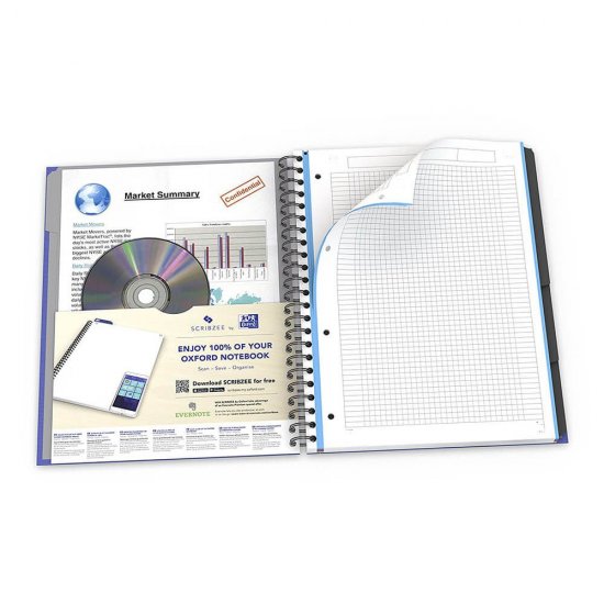 Caiet European Book A4 de Matematica cu Dublu Spira Metalica, 80 File, Coperta Policromie Albastra, Caiet Spiralat Matematica, Caiete Tip Agenda