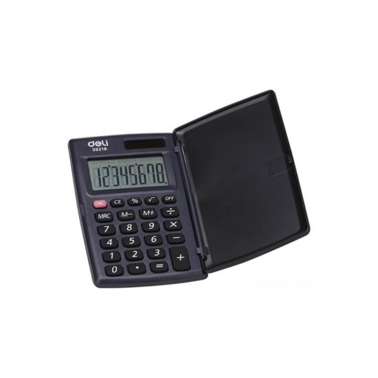 Calculator de Buzunar Deli 39218, 8 Digits, Negru, Alimentare Dubla, Calculator Buzunar, Calculator de Buzunar, Calculatir Buzunar 8 Digits, Calculator Buzunar cu Verificare si Corectie, Calculator Buzunar Deli 