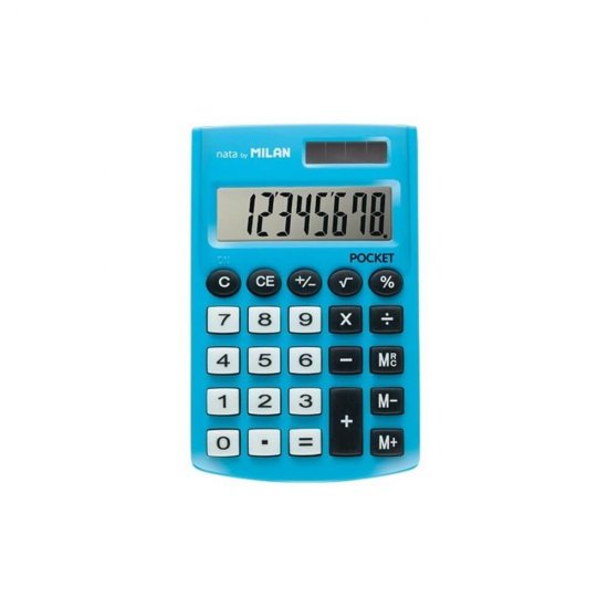 Calculator de Birou MILAN, 8 Digits, 97x62x8 mm, Alimentare Duala, Corp din Plastic Albastru, Calculatoare Birou, Calculator 8 Digits, Calculator Buzunar, Calculator de Birou MILAN, Calculatoare Buzunar, Calculator Portabil