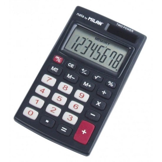 Calculator de Birou MILAN, 8 Digits, 102x67x9 mm, Alimentare Duala, Corp din Plastic Negru, Calculatoare Birou, Calculator 8 Digits, Calculator Buzunar, Calculator de Birou MILAN, Calculatoare Buzunar, Calculator Portabil