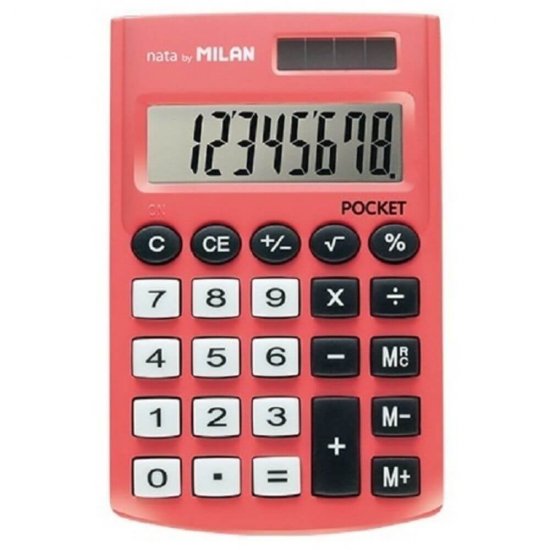 Calculator de Birou MILAN, 8 Digits, 97x62x8 mm, Alimentare Duala, Corp din Plastic Rosu, Calculatoare Birou, Calculator 8 Digits, Calculator Buzunar, Calculator de Birou MILAN, Calculatoare Buzunar, Calculator Portabil