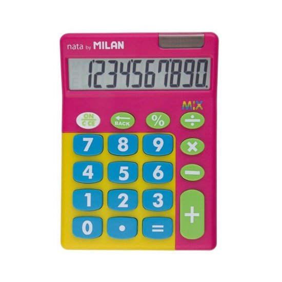 Calculator de Birou MILAN Mix, 10 Digits, 145x106x28 mm, Alimentare Solara, Corp Roz din Plastic, Calculatoare Birou, Calculator 10 Digits, Calculator Buzunar, Calculator de Birou MILAN, Calculatoare Buzunar, Calculator Portabil