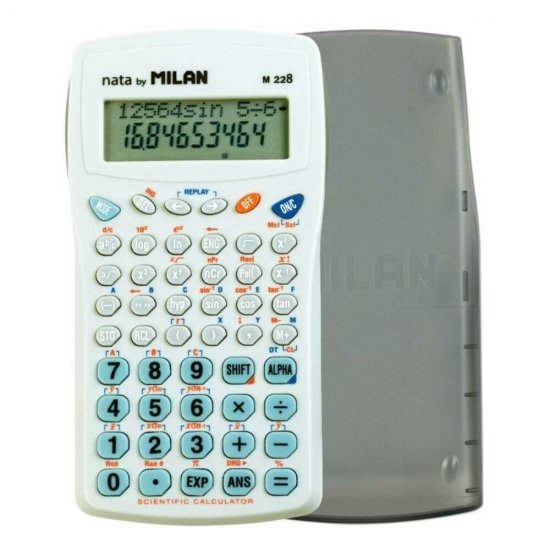 Calculator Stiintific MILAN, 10+2 Digits, 143x75x15 mm, Alimentare Duala si 228 Functii, Corp Gri/Alb, Calculatoare Birou Stiintifice, Calculator 10+2 Digits, Calculator Stiintific de Birou MILAN, Calculatoare Buzunar cu Alimentare Dubla
