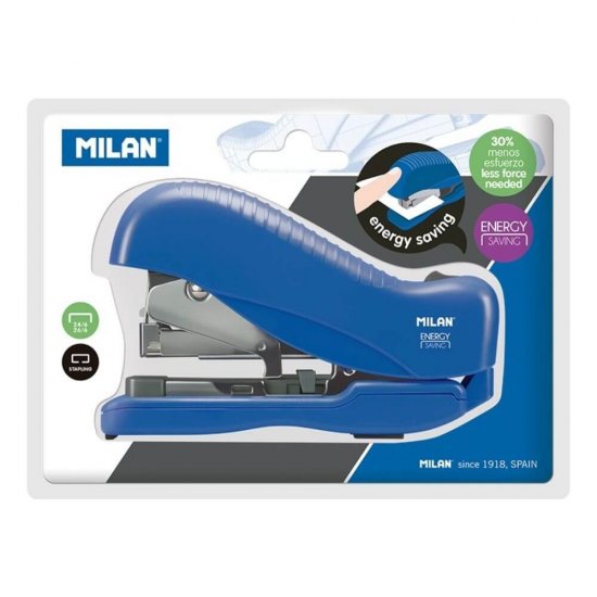 Capsator Metalic MILAN, 40 Coli, 24/6, 26/6, Albastru, Capsatoare Metalice Manuale, Capsator Manual de Hartie, Capsatoare Metalice MILAN pentru Birou, Capsatoare 40 Coli, Capsatoare pentru Hartie, Capsator pentru Birou