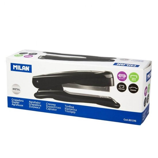 Capsator Metalic MILAN, 20 Coli, Capse 24/6, 26/6, Negru, Capsatoare Metalice Manuale, Capsator Manual de Hartie, Capsatoare Metalice MILAN pentru Birou, Capsatoare 20 Coli, Capsatoare pentru Hartie, Capsator pentru Birou