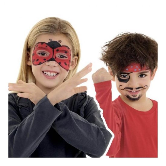 Carioci Piele CARIOCA, 3 Culori, Model Carnaval, Culori Rosu/Albastru/Negru, Carioci pentru Piele, Culori Desenat pe Piele, Culori Desen pe Piele, Carioci Pictat pe Fata, Vopsea pentru Desene pe Fata, Carioci Picturi pe Fata, Carioci Make-Up